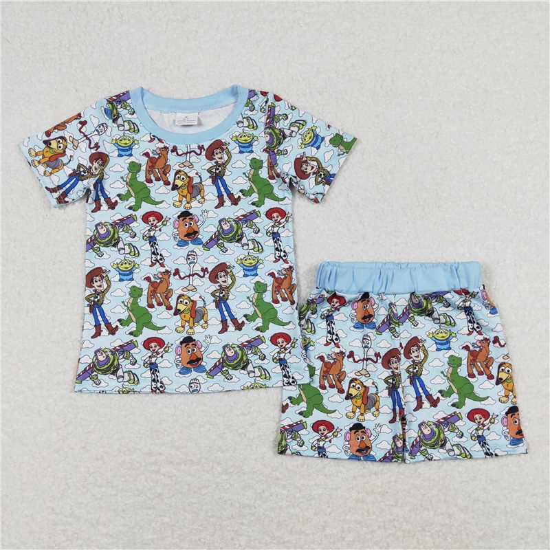 RTS NO MOQ Baby boy clothes toy story Short Sleeve Pants and shorts Suit