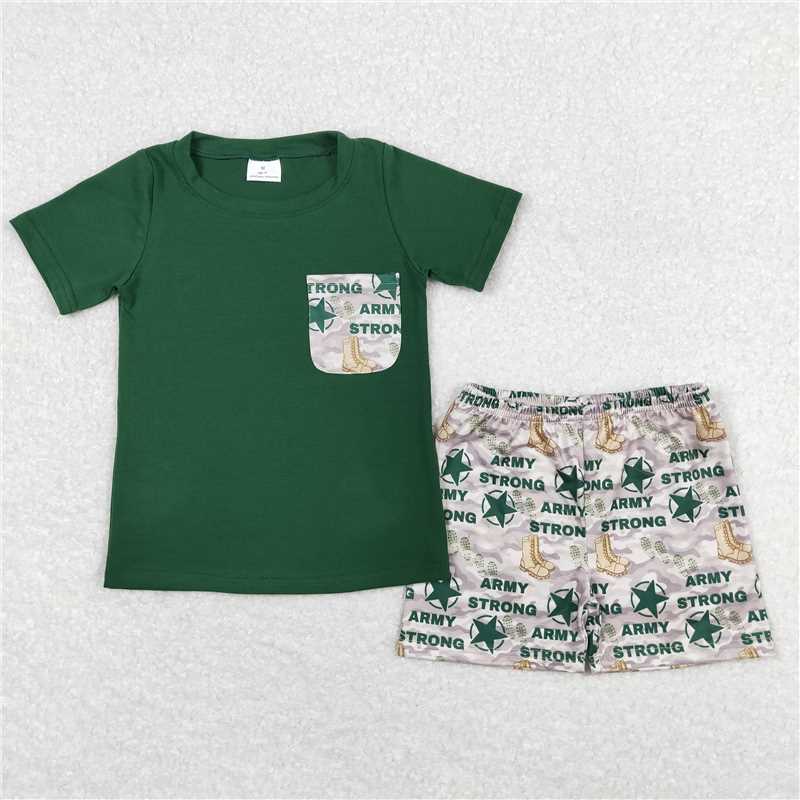 RTS NO MOQ Baby boy clothes camouflage Short Sleeve shorts Suit