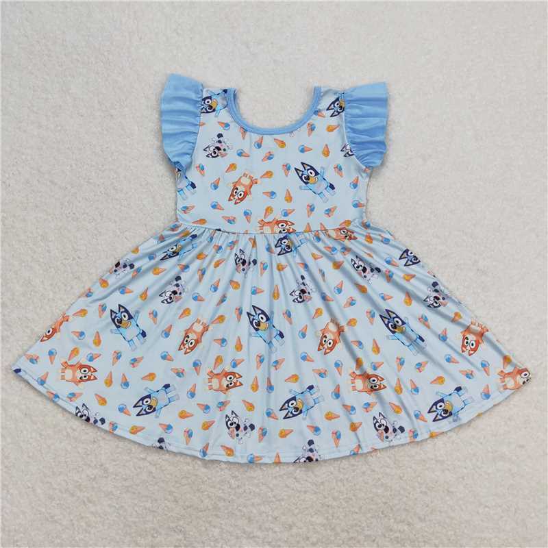 GSD1202   GSD0866   SR1113    GSSO0683    bluey ice cream blue flying sleeve dress outfits and romper match boys and girls