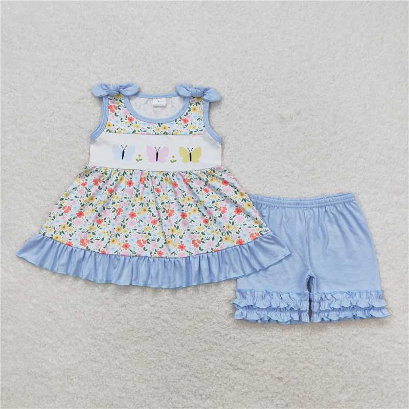 RTS SR1192  GSD0916 GSSO0732 Butterfly Flower Sleeveless Shorts Set  Sibling Sister