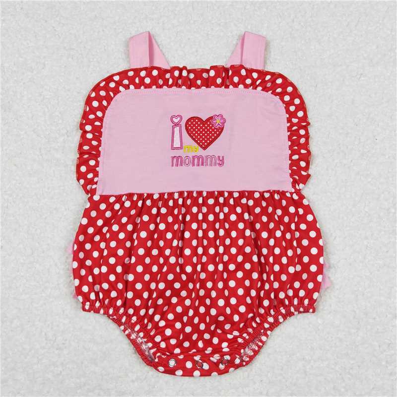 RTS no moq I love mom embroidery I love mom embroidered letters pink vest bubble  Sibling Sister