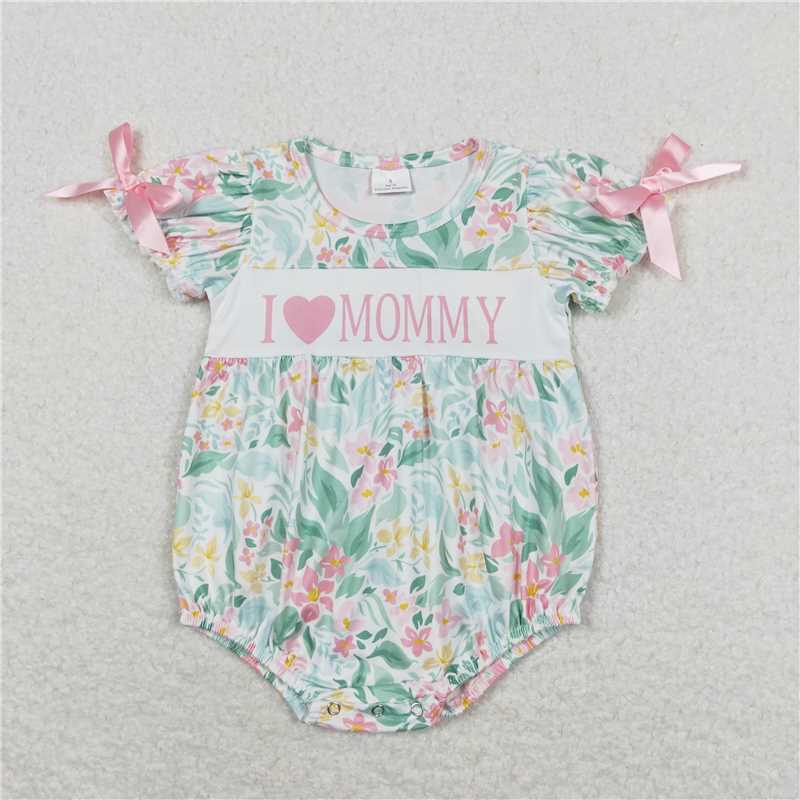 RTS no moq I love mom embroidery I love mom embroidered letters pink vest bubble  Sibling Sister