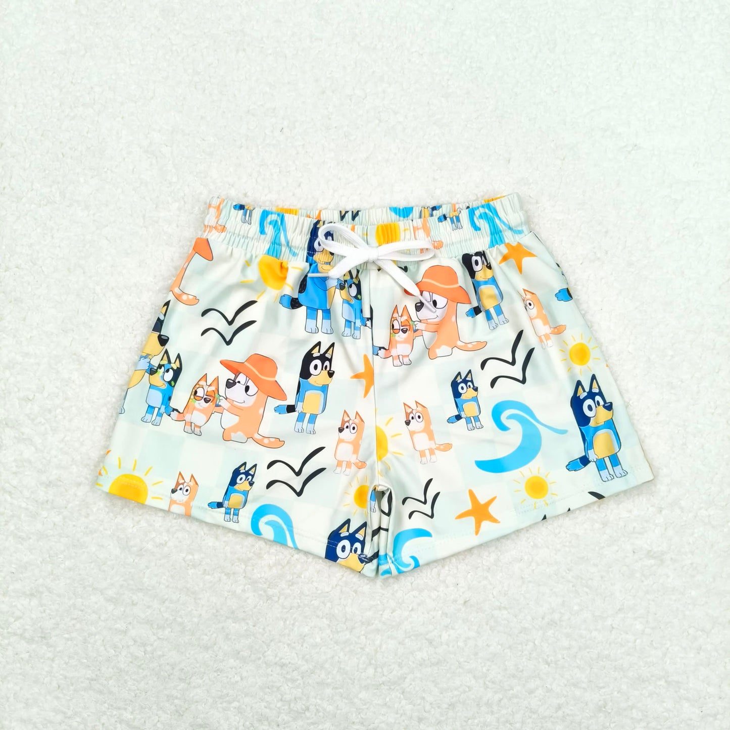 S0362  bluey sun light yellow swimming trunks Sibling Sister Clothes swim