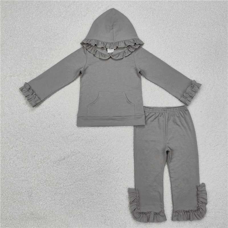 RTS NO MOQ Baby Girl cotton hoodedTop Bell Pants Clothes Sets