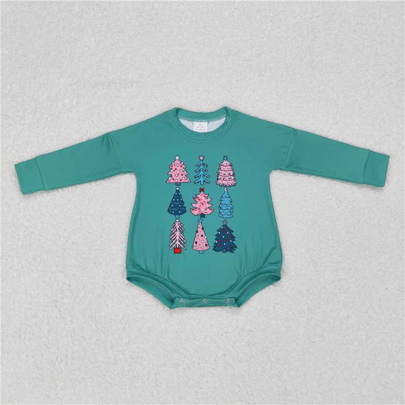 LR0701 Christmas tree green long-sleeved jumpsuit