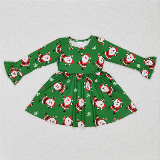 RTS NO MOQ SALES  G3-24-4/; Santa Claus green long-sleeved dress