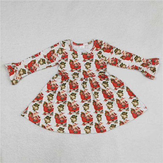 RTS NO MOQ SALES G6-16-3 Christmas red boat white long-sleeved dress