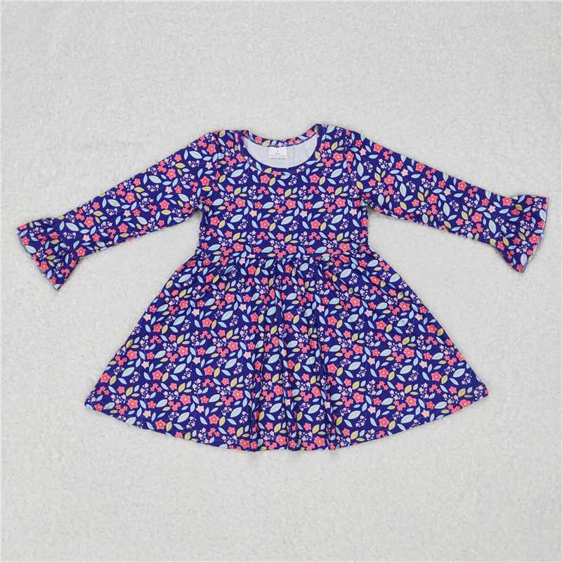 RTS NO MOQ SALES G6-11-7 Colorful floral long-sleeved dress