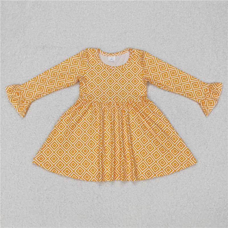 RTS NO MOQ SALES G6-11-6; Plaid yellow long-sleeved skirt