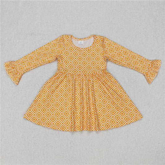 RTS NO MOQ SALES G6-11-6; Plaid yellow long-sleeved skirt