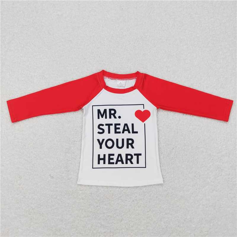 RTS NO MOQ LR0797 BT0441  Red Heart Letters Pattern Long Sleeve Top & Long Climbing Suit