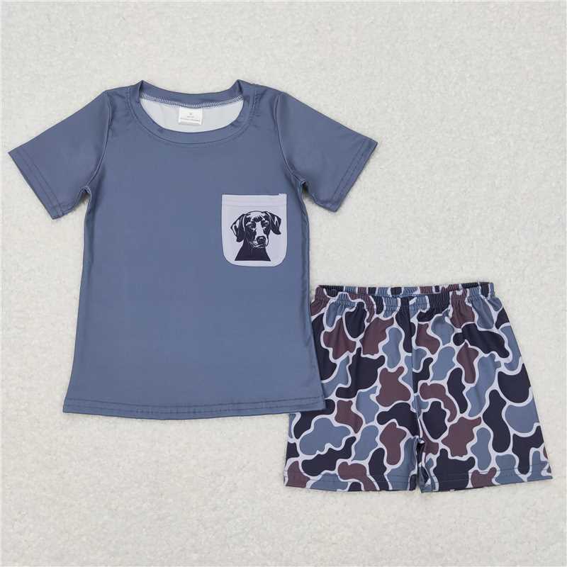 RTS NO MOQ Baby boy clothes camouflage Short Sleeve shorts Suit