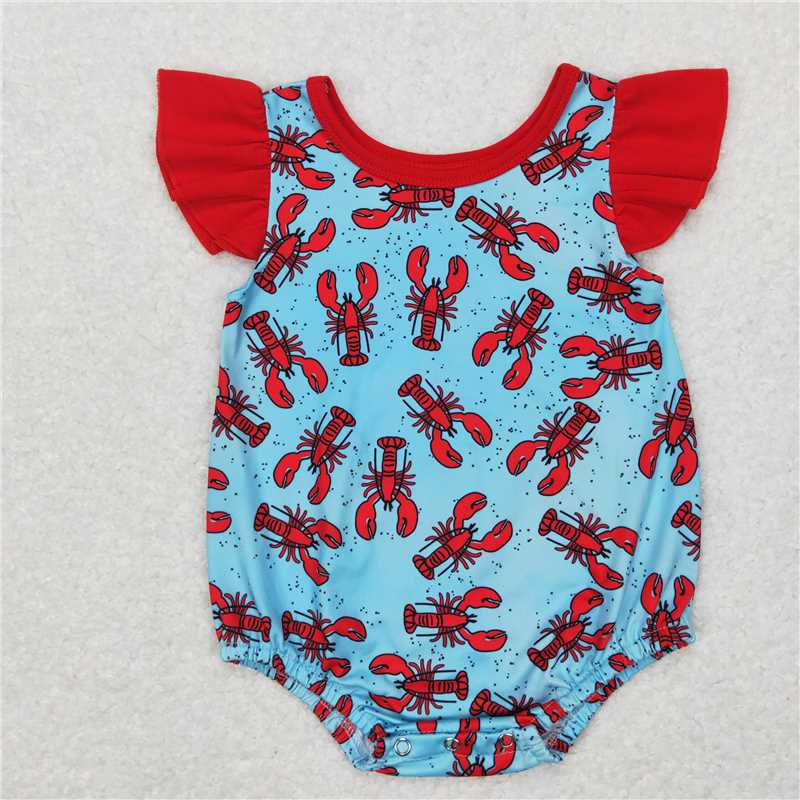 RTS NO MOQ Baby boy clothes crayfish stuff and eater. Shorts Sleeve Romper Mixed Sizes