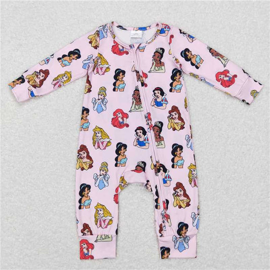 LR0800 Disney Princess Pink Zip Long Sleeve Jumpsuit