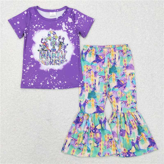 GSPO1016 mardi gras lobster purple short sleeve colorful trousers cover