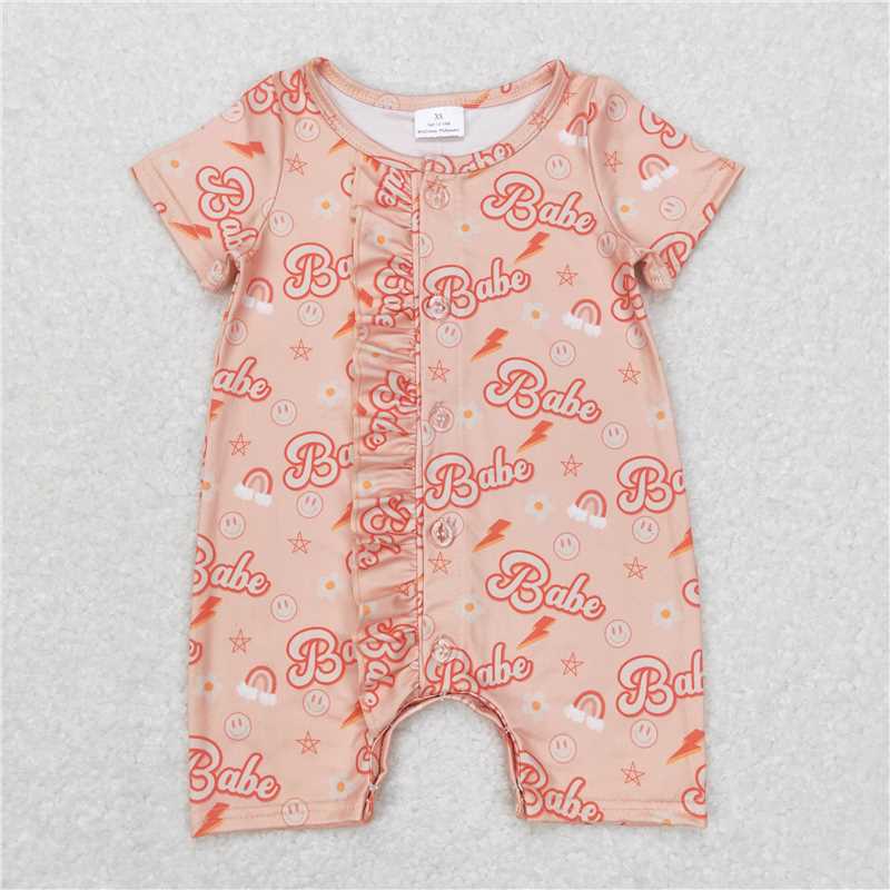 SR0525 babe smiley lightning lace short-sleeved jumpsuit