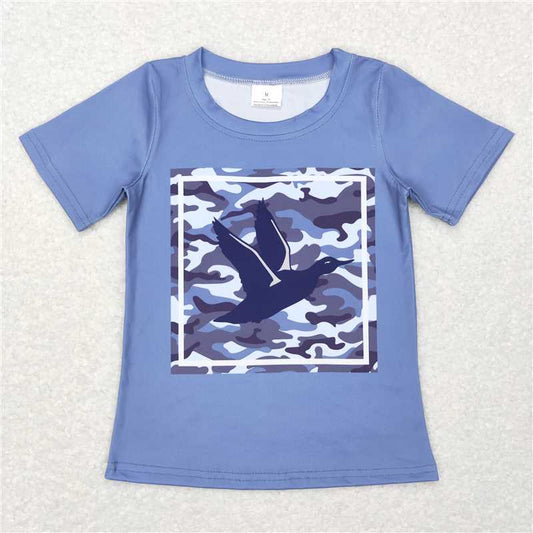 BT0438 Duck Camo Blue Short Sleeve Top