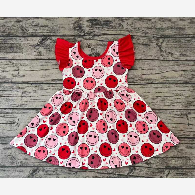 GSD0513 Love Smiley Red and White Flying Sleeve Dress