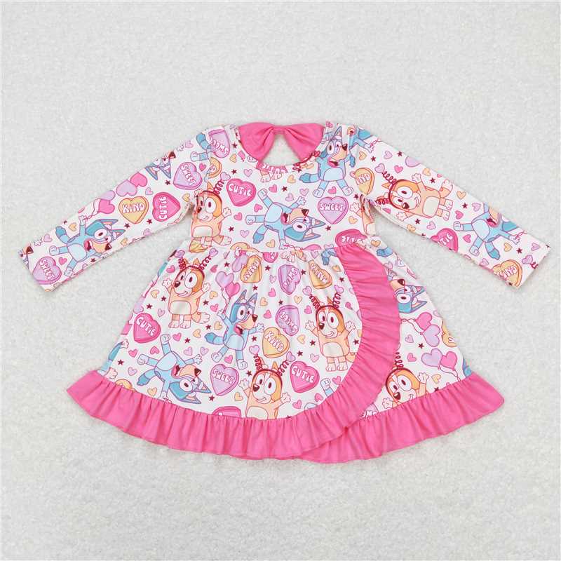 RTS NO MOQ Baby Girl Clothes Valentine Long-sleeved dress