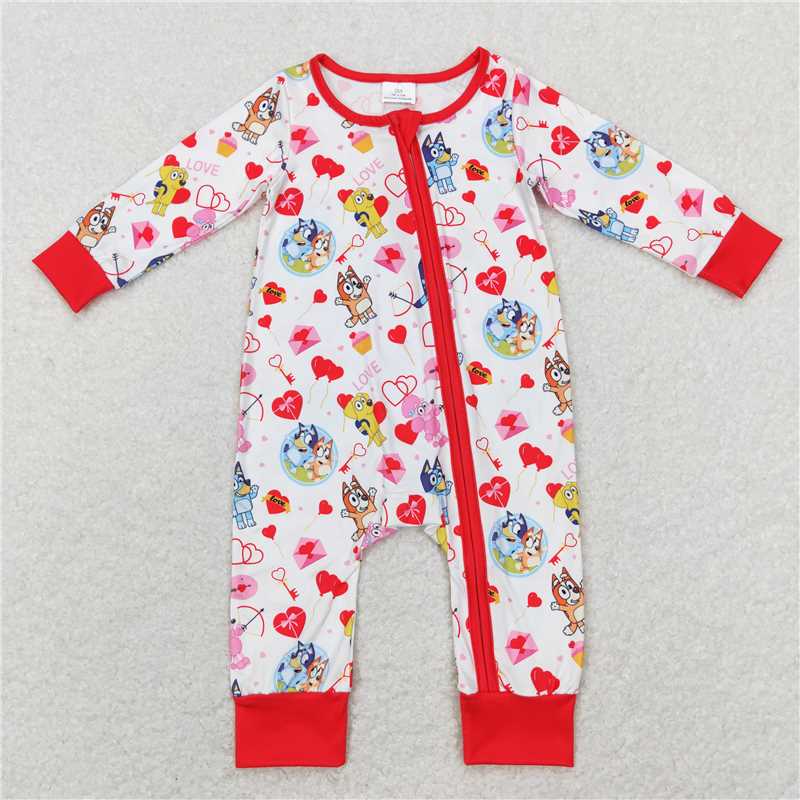 RTS NO MOQ Baby Boys Valentine Long Sleeve Cropped Romper Mixed Sizes