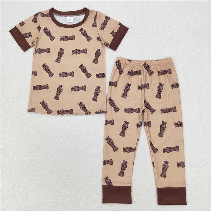 RTS BAMBOO no moq BSPO0444 Modal camouflage bottle brown short-sleeved long pants pajamas set