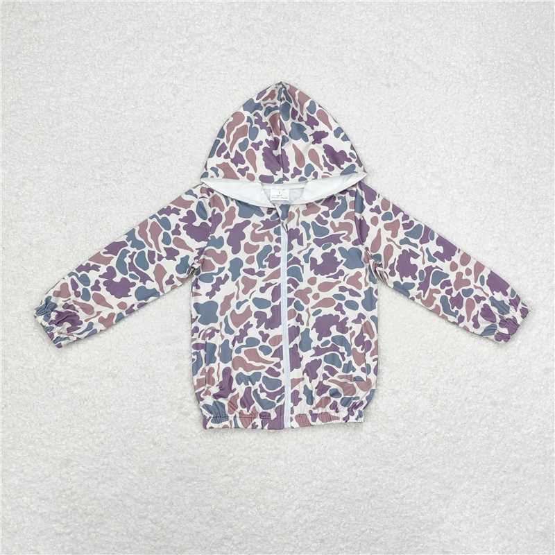 RTS NO MOQ  BT0793 BT0795 Camouflage Zip-Up Hooded Jacket: Purple & Brown