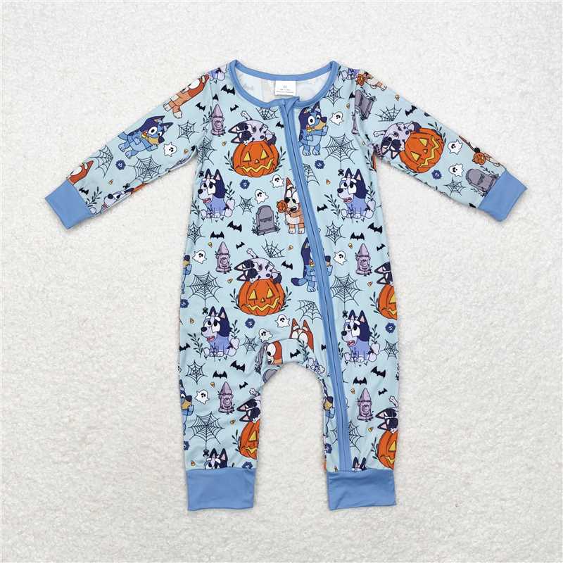 RTS NO MOQHalloween Pumpkin Long Sleeve Romper