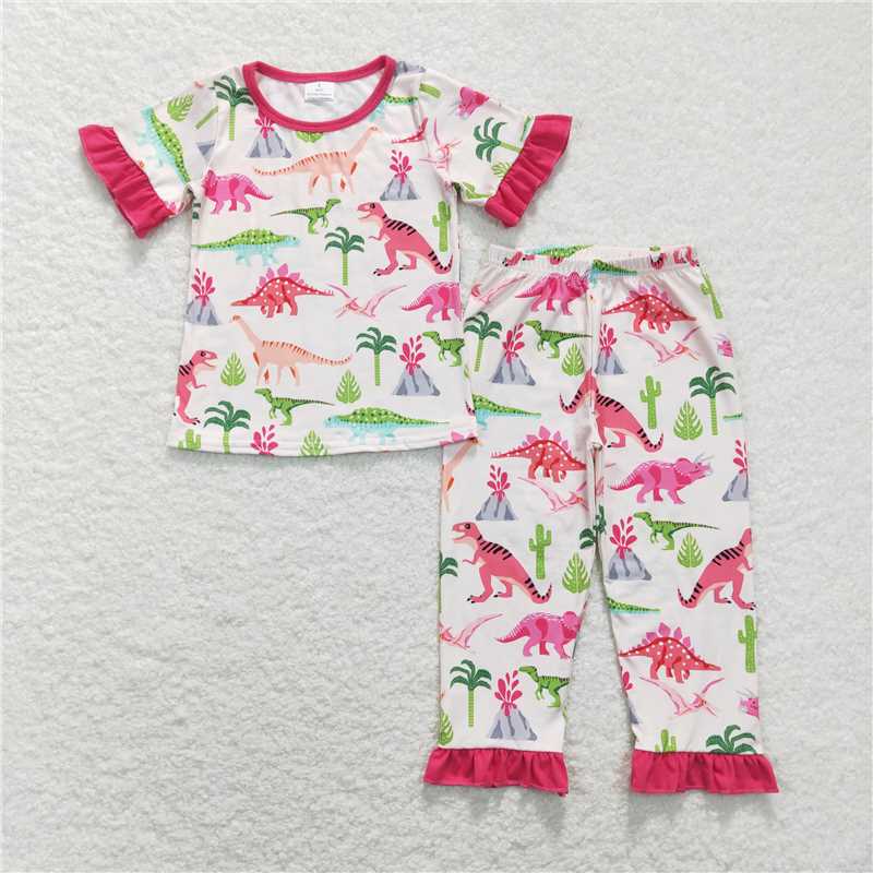 RTS NO MOQ Baby Girl Pocket Short Sleeve Top Pants Pajamas Set