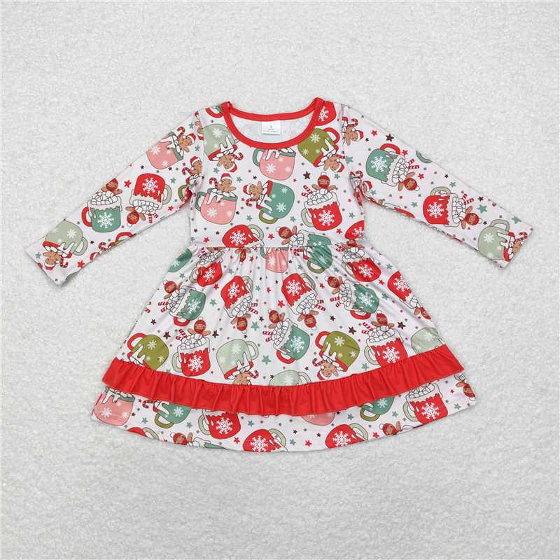 RTS NO MOQ bamboo BLP0783 Modal Christmas gingerbread man cup red long sleeves outfits