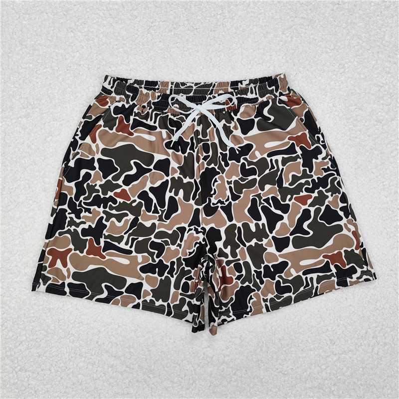 RTS NO MOQ ETA 5/7days arrived Adult male brown and green camouflage swim trunks