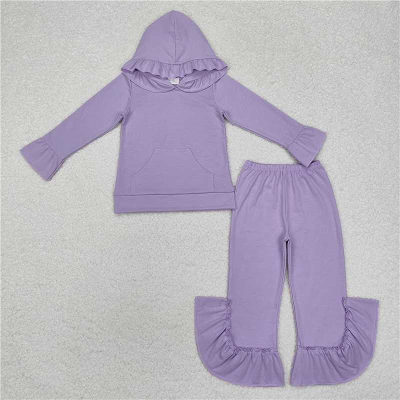 RTS NO MOQ Baby Girl cotton hoodedTop Bell Pants Clothes Sets