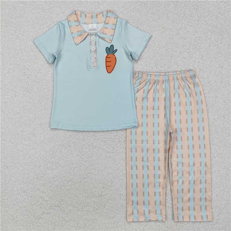 RTS NO MOQ Girls easter Short Sleeve shirt pants clothing set and romper and dress