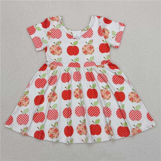 Colorful Apple White Short Sleeve Dress 彩色苹果白色短袖裙