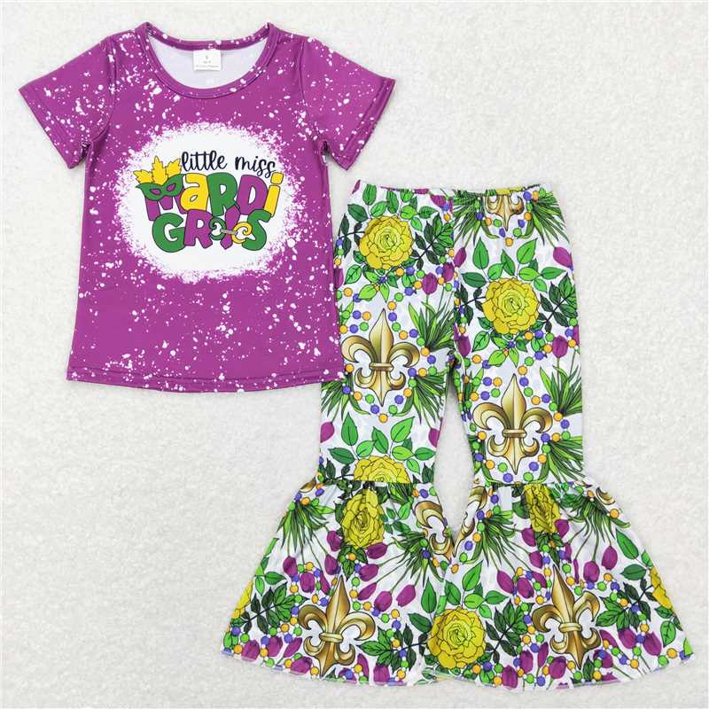 RTS NO MOQ Baby Girls and Boys Masked Party Short Sleeve Long Pants Set