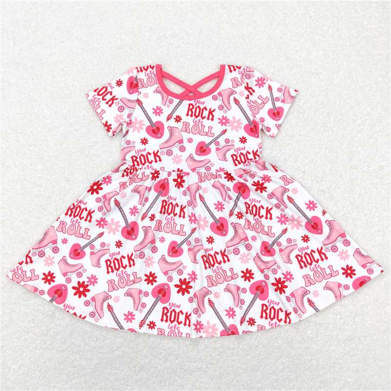 RTS NO MOQ Baby Girl Clothes Valentine Short-sleeved dress