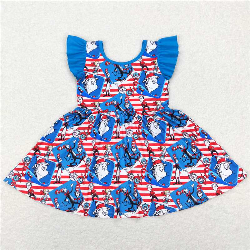 RTS NO MOQ Baby Girl Clothes dr seuss Short-sleeved dress and long sleeve dress