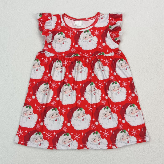 Sales no moq G6-2-4/;' Santa Claus snowflake red flying sleeve dress
