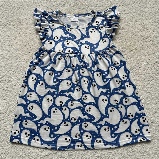 G6-2-4;'.; White ghost blue flying sleeves dress