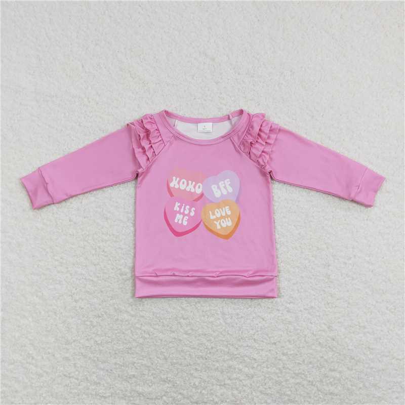 RTS NO MOQ Baby Girls Valentine Long Sleeve top Print Styles