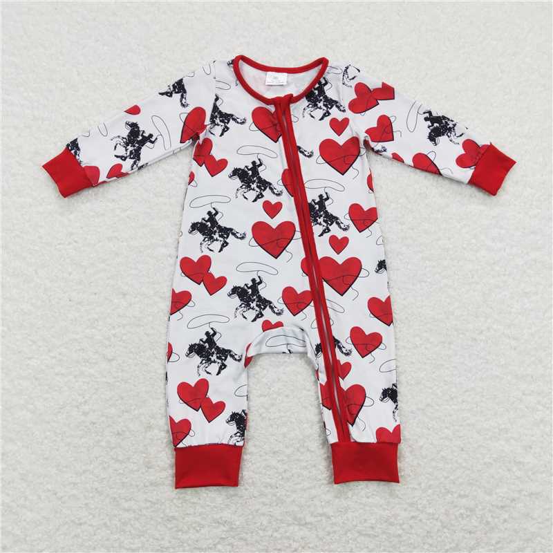 RTS NO MOQ Baby kids Valentine long sleeve short romper