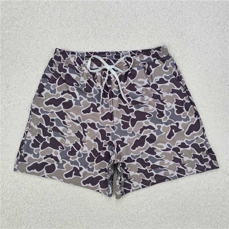 RTS NO MOQ ETA 5/7days arrived Adult male brown and green camouflage swim trunks