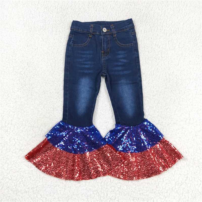 RTS NO MOQ Sibling baby girl clothes summer denim jeans pants