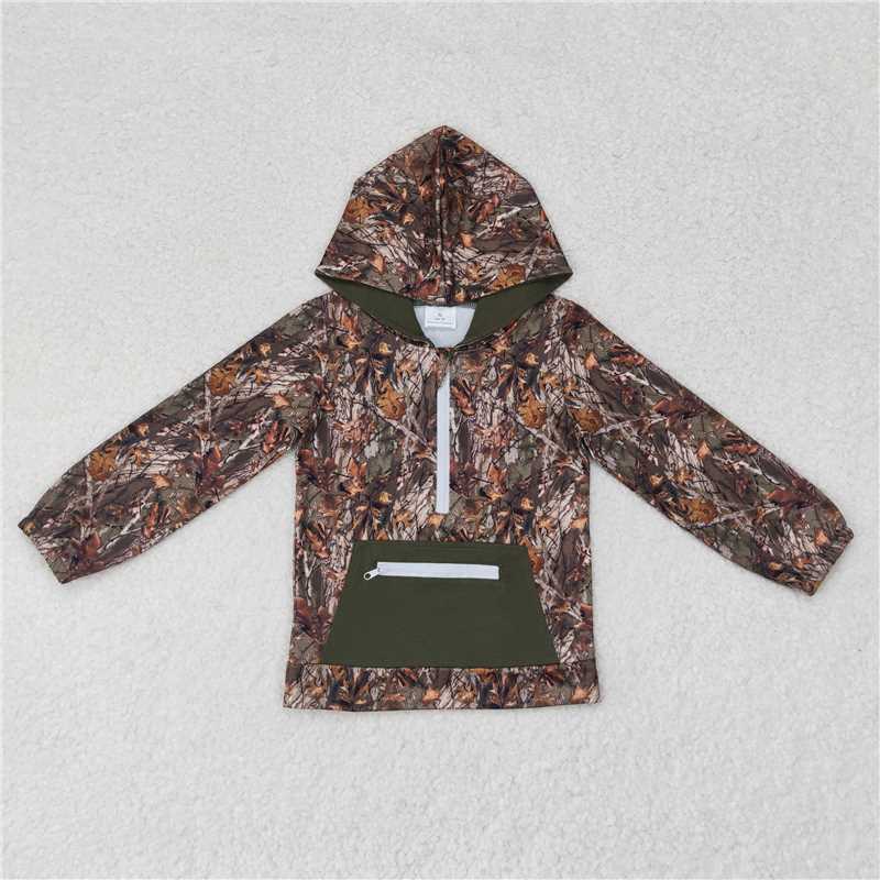 RTS NO MOQ Camouflage zipper hooded pocket long sleeve pullover jacket