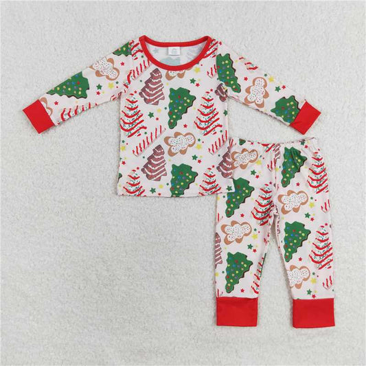 bamboo rts no moq BLP0549 Modal Christmas tree cookie gingerbread man long sleeve long pants pajamas set