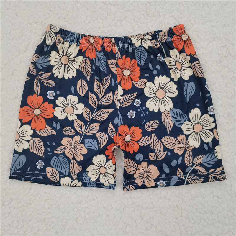 RTS SALES NO MOQ Orange and White Floral Shorts