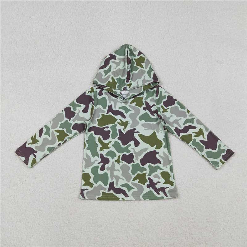 RTS NO MOQ Sibling baby boy clothes camouflage hooded long sleeved tops