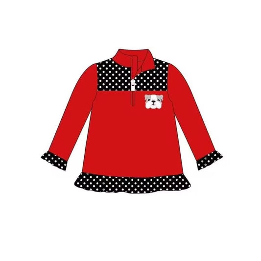 custom moq 3 eta 6-8weeks team girls red long sleeves top
