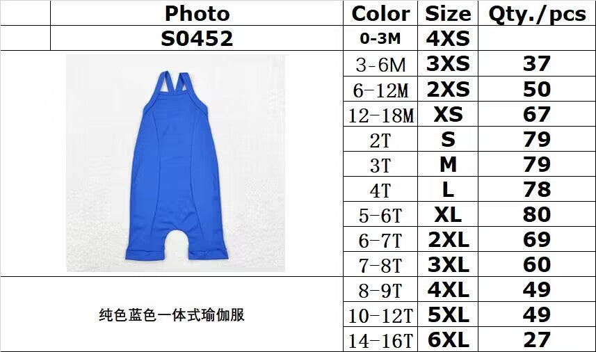 rts no moq S0452 Pure blue one-piece yoga suit