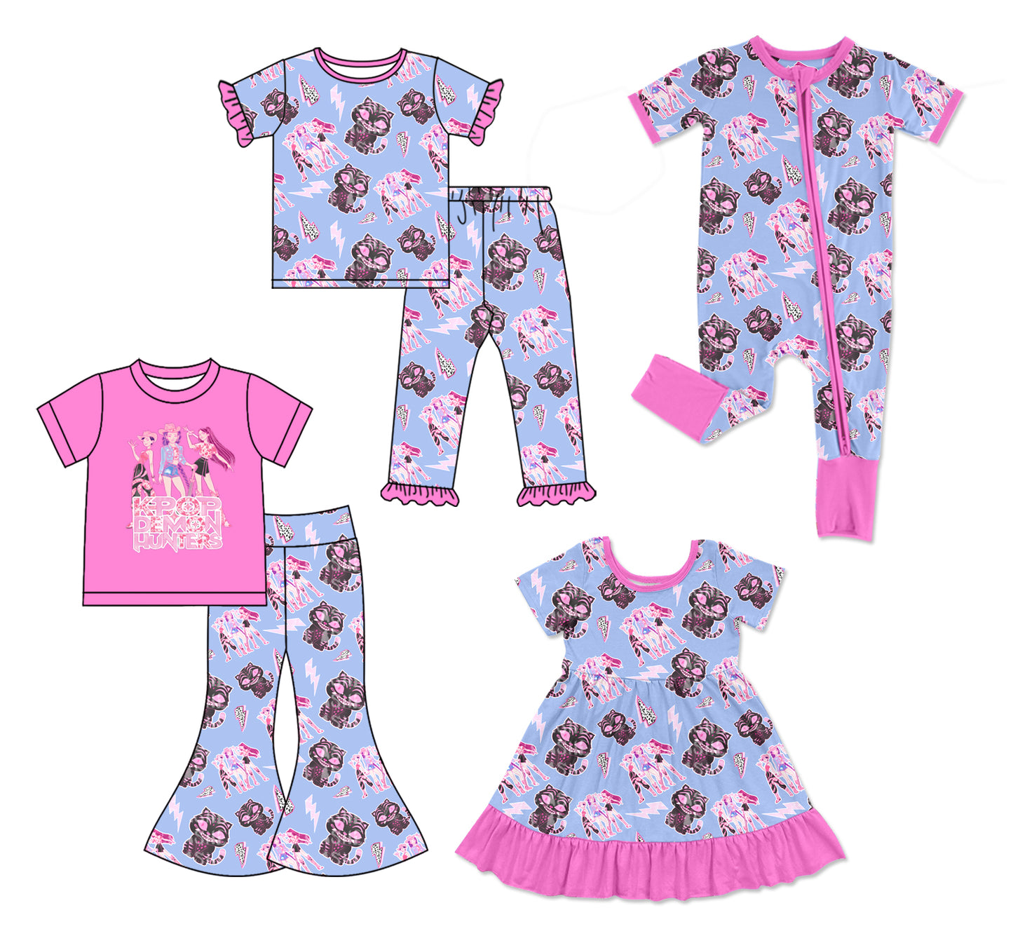 25.11.27 custom each style moq 5 eta 6-8week Sibling Sisters cartoon baby girl short sleeve pants sets 2 and dress and rompers match family design