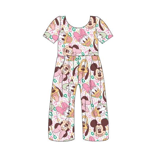 5.1custom each style moq 5eta 4-5week cartoon character letter prints pink jumpsuits